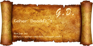 Geher Deodát névjegykártya